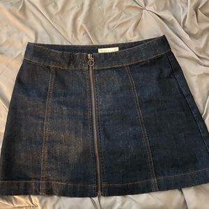 Denim full front zip skirt